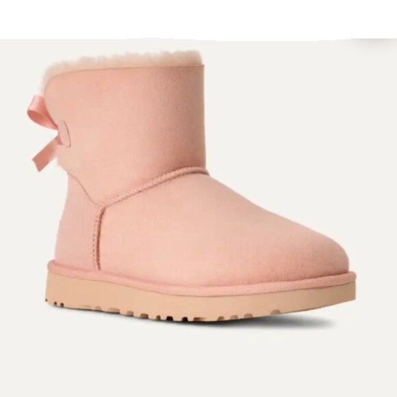 UGG Women's Mini Bailey Bow II Beige Blush Light Pink 8 - Picture 2 of 15
